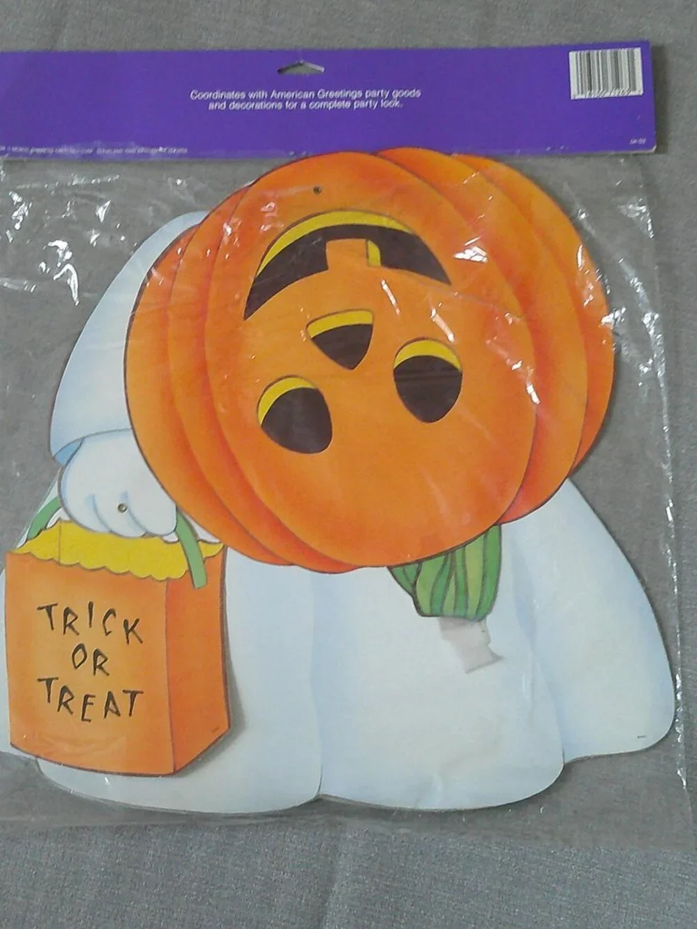 Vintage 1989 American Greetings Mr. Pumpkinhead Jointed Cardboard Cutout